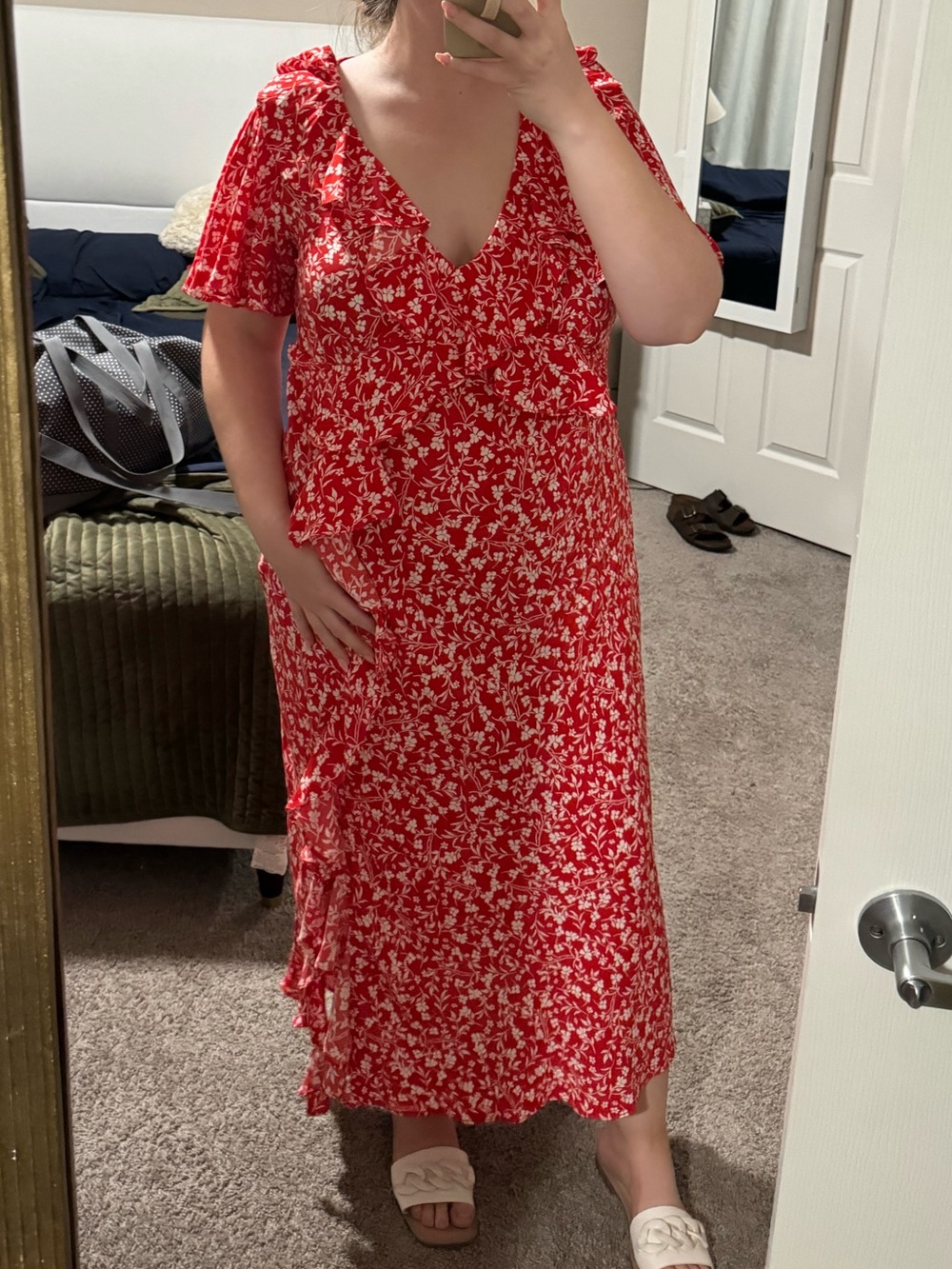 a new day Red Floral Maxi Dress with V-Neck